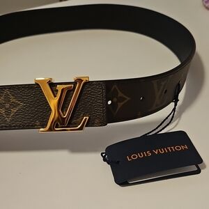 Louis Vuitton Dark Brown Belt with Gold LV Buckle